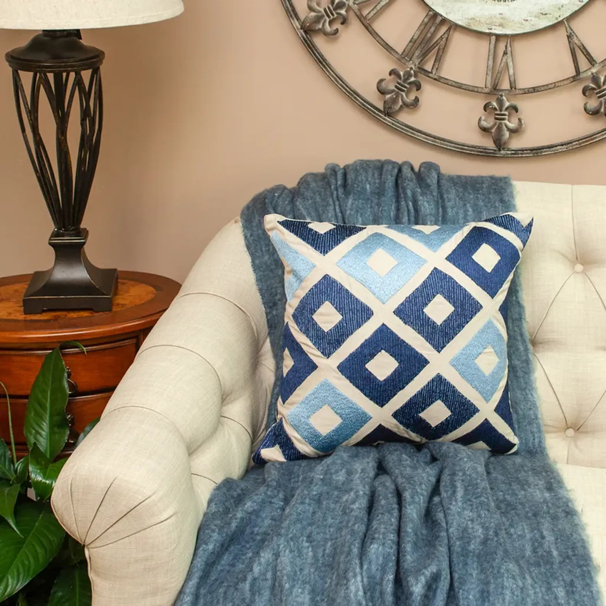 Parkland Collection Diyaa Transitional Beige Pillow Cover With Poly Insert Parkland Collection