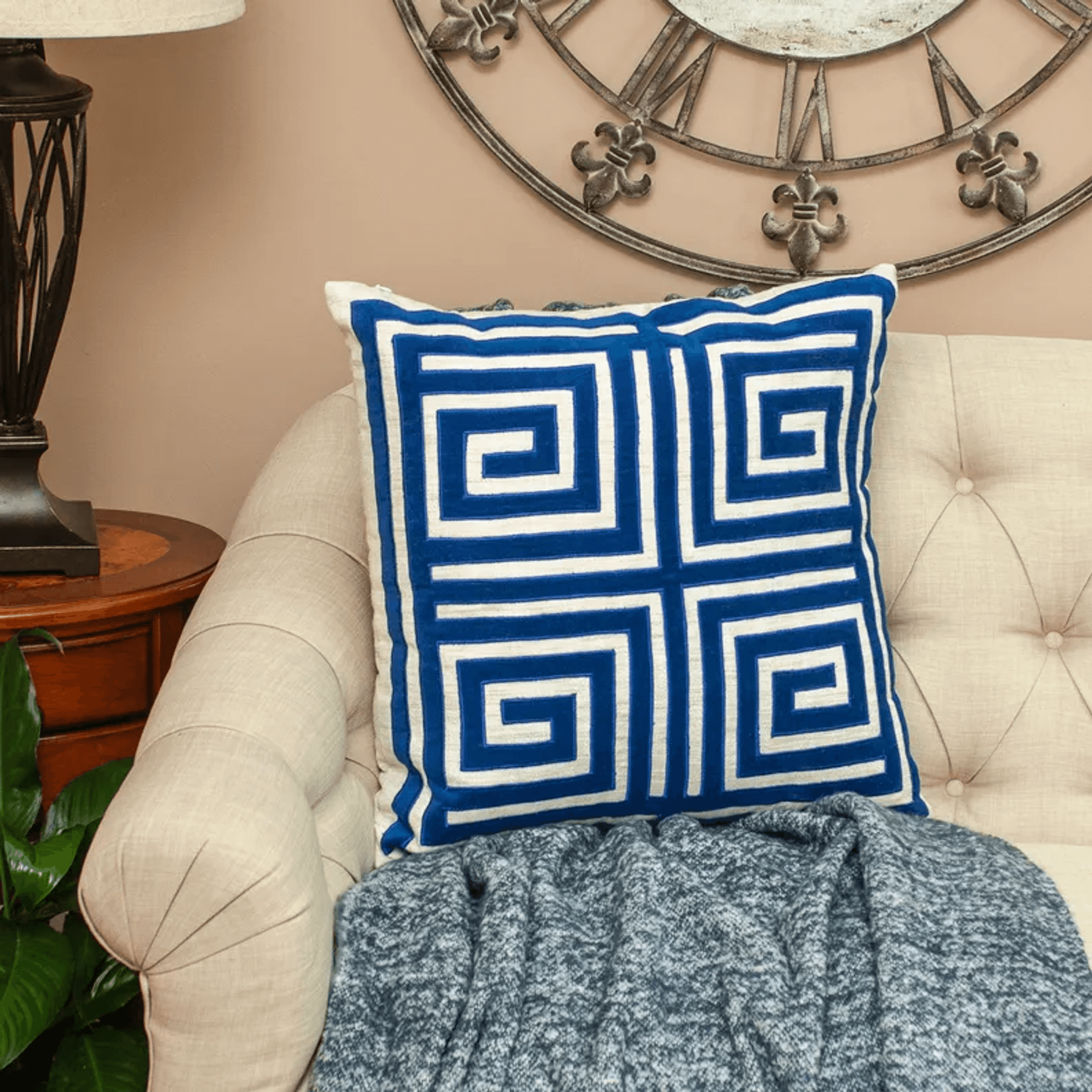 Parkland Collection Gio Contemporary Blue Pillow Cover With Poly Insert Parkland Collection
