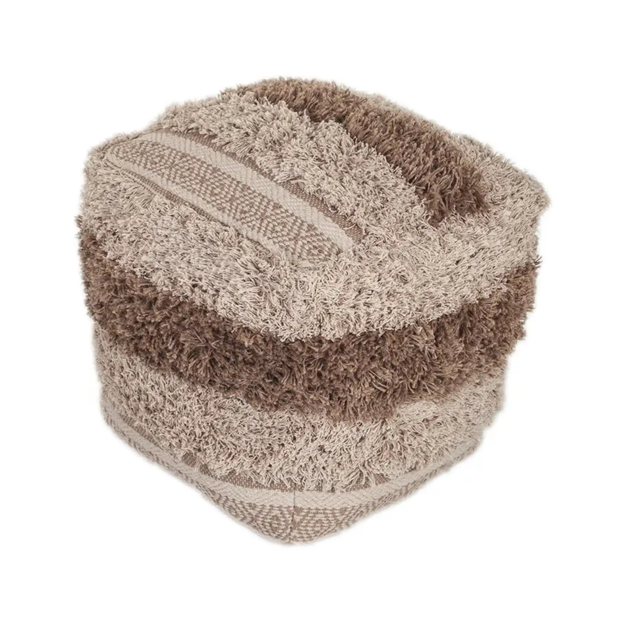 Parkland Collection Iliya Transitional Beige Pouf Parkland Collection