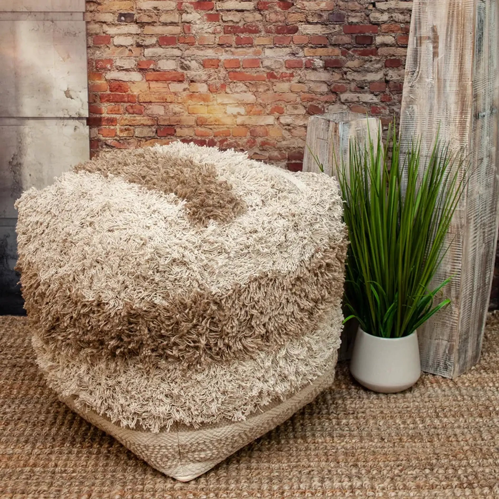 Parkland Collection Iliya Transitional Beige Pouf Parkland Collection
