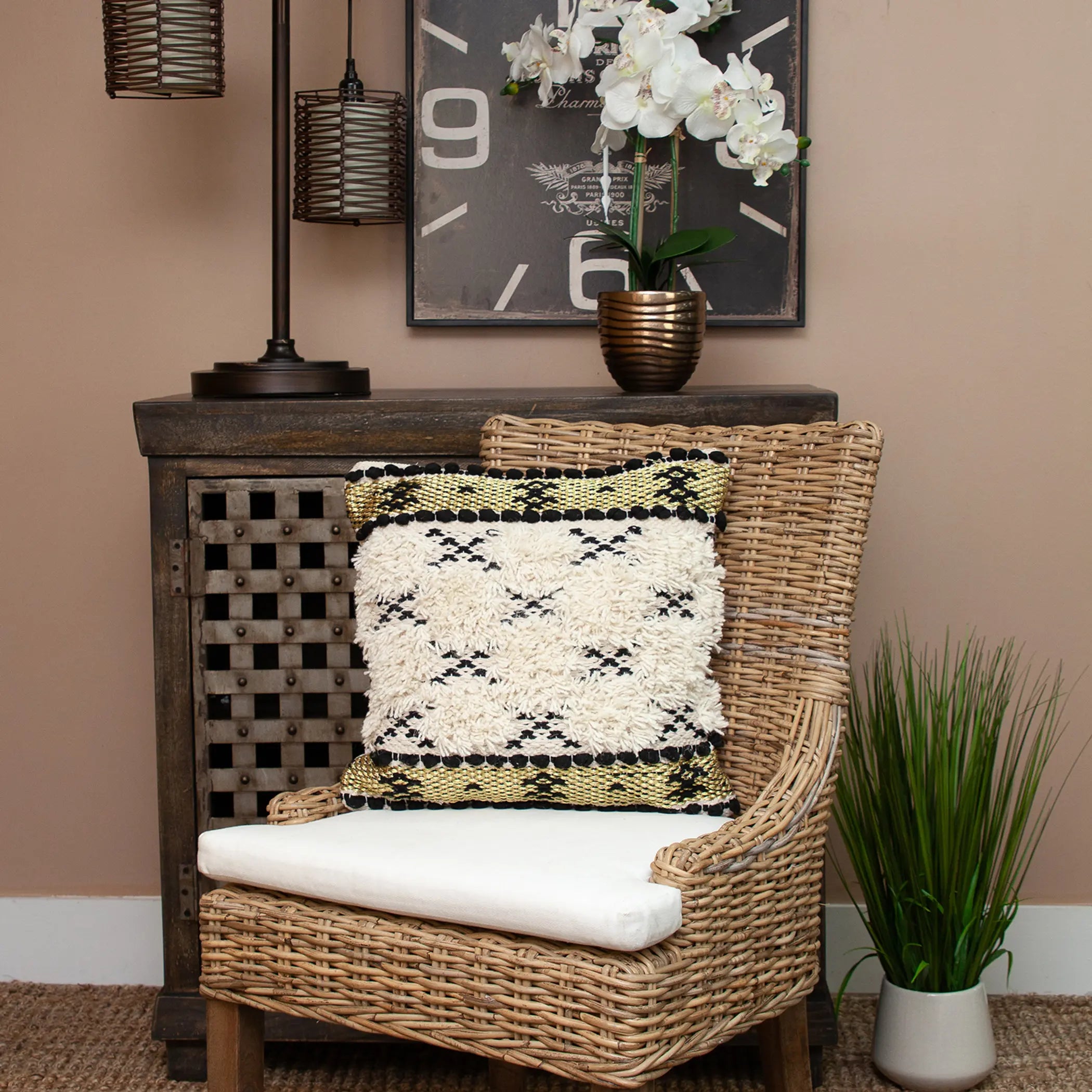 Parkland Collection Leopold Transitional Ivory Throw Pillow Parkland Collection