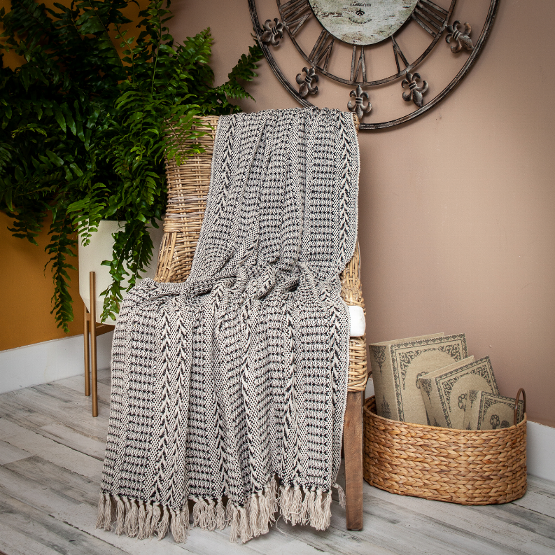 Parkland Collection Lily Transitional Gray 52" x 67" WOVEN HANDLOOM Throw Parkland Collection