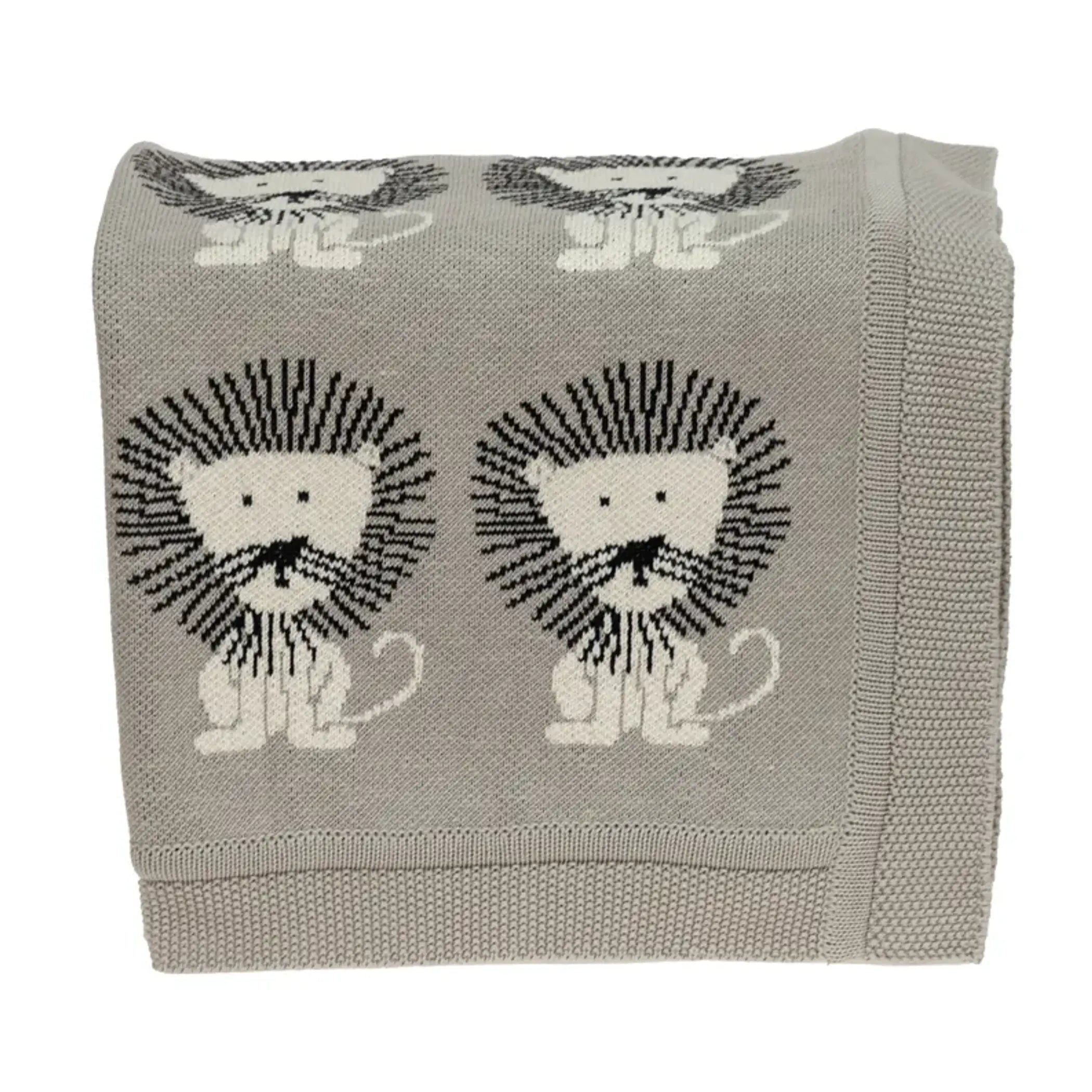 Parkland Collection Lion King Transitional Light Gray Kinitted 32" X 40"  Baby Blanket Parkland Collection