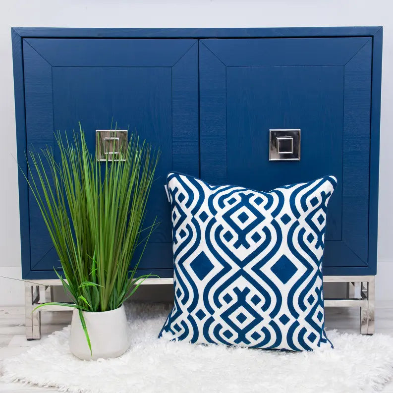 Parkland Collection Transitional Geometric Blue Square 20" x 20" Pillow Parkland Collection