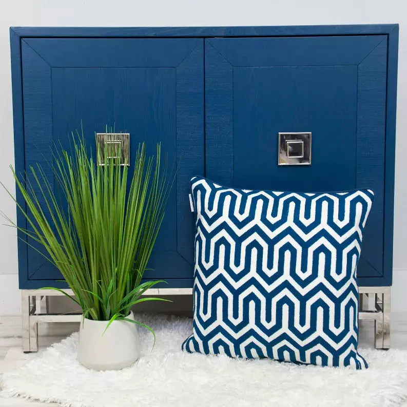 Parkland Collection Transitional Geometric Blue Square 20" x 20" Pillow Parkland Collection
