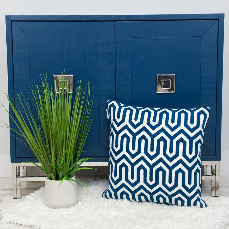 Parkland Collection Transitional Geometric Blue Square 20" x 20" Pillow Parkland Collection