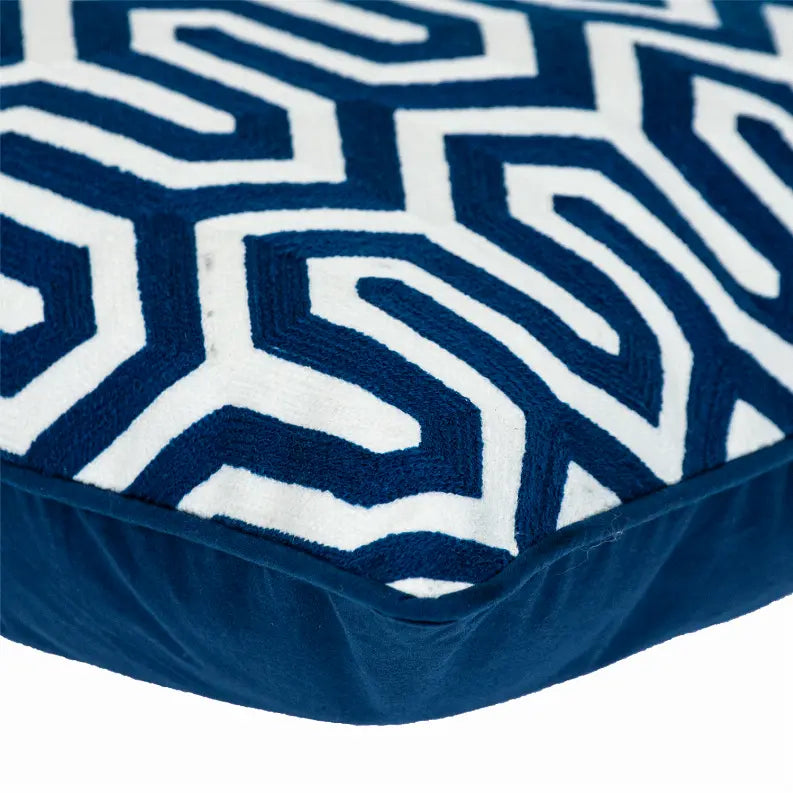Parkland Collection Transitional Geometric Blue Square 20" x 20" Pillow Parkland Collection