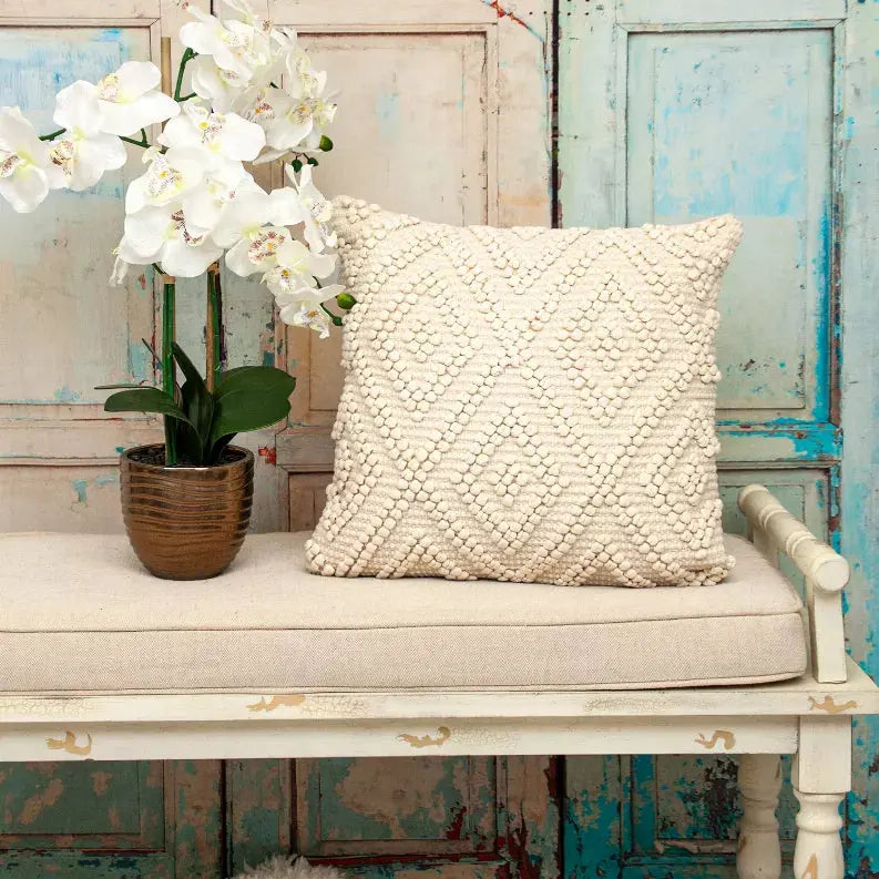 Parkland Collection Transitional Geometric Off-White 20" x 20" Pillow Parkland Collection
