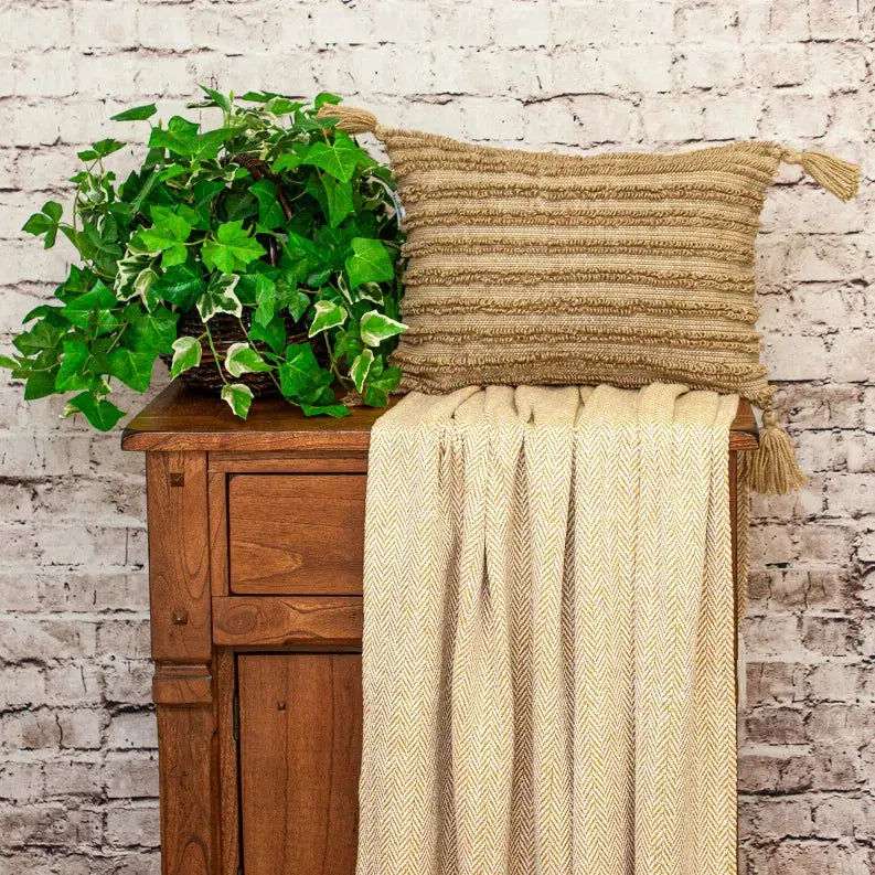 Parkland Collection Transitional Multiple Lines Beige 14" x 20" Pillow Parkland Collection