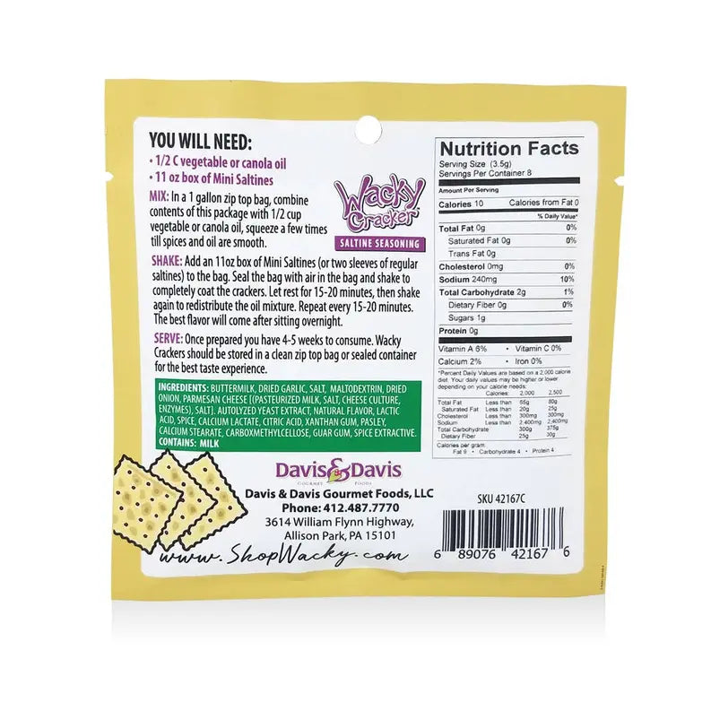 Parmesan Herb Wacky Cracker Davis & Davis Gourmet Foods