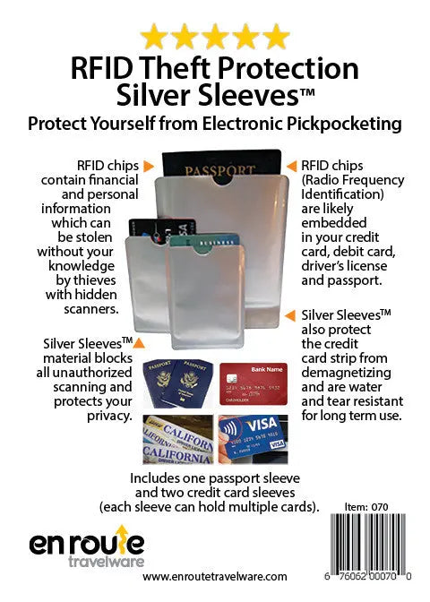 Passport and Credit Card Sleeves (#70) Electronic Theft Protection En Route Travelware