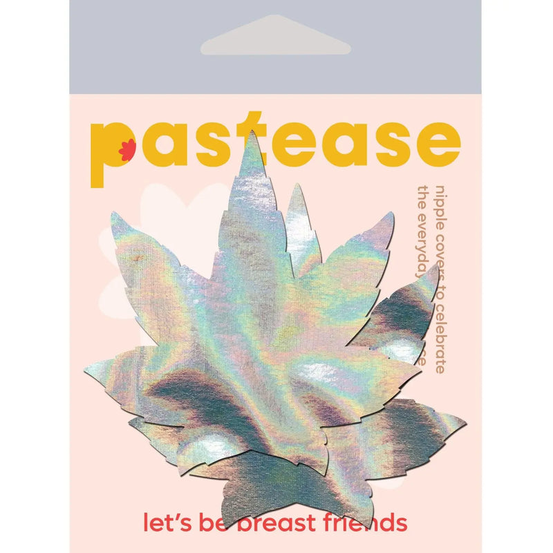 Pastease Indica Pot Leaf Silver Holographic Pasties Pastease