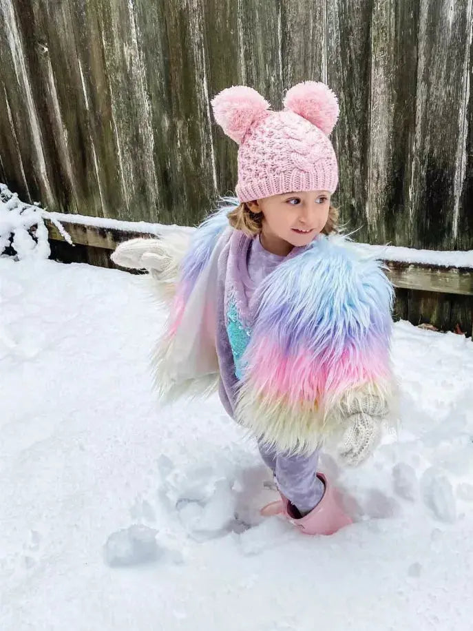 Pastel Rainbow Fur Jacket Little Mass