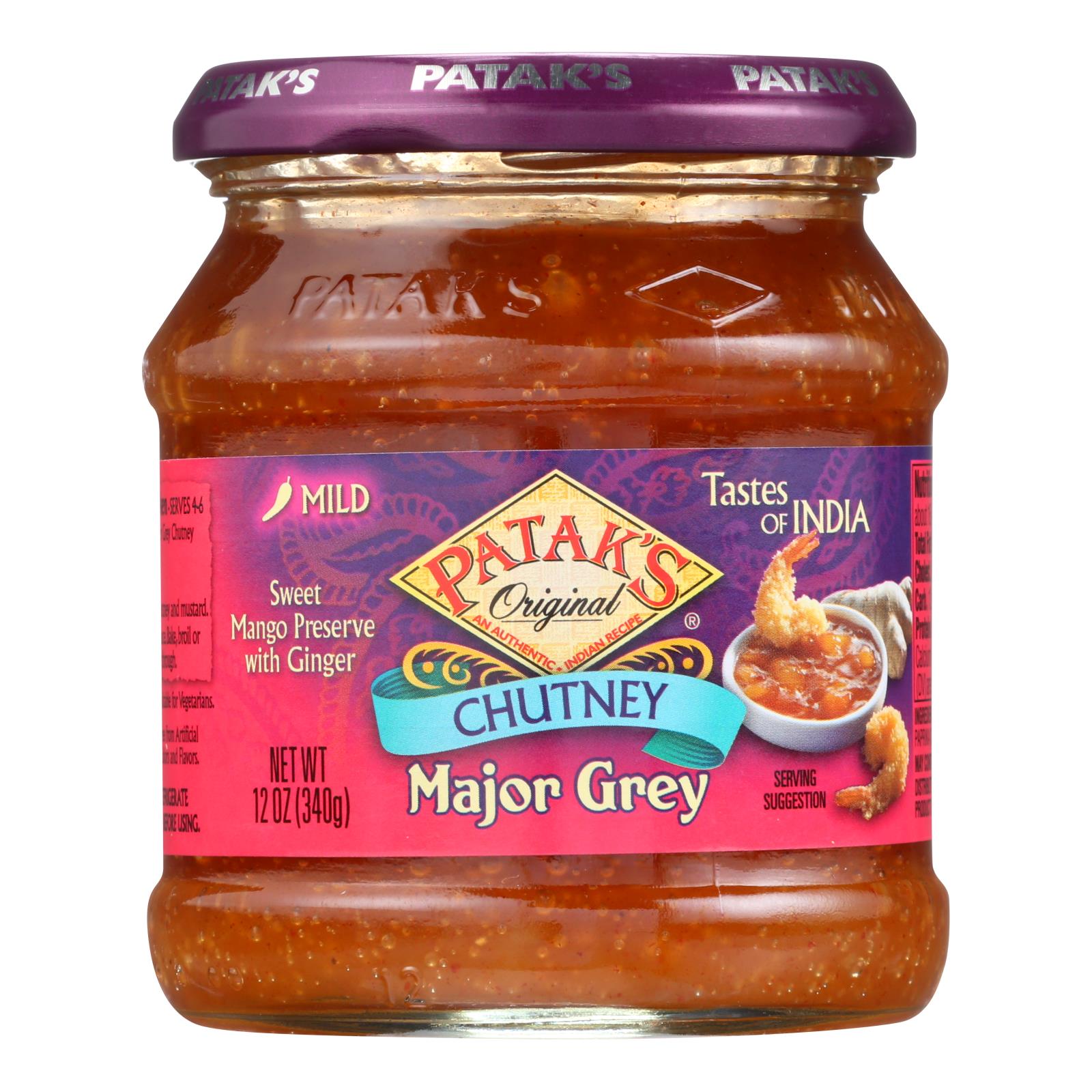 Pataks Chutney - Major Grey - Mild - 12 Oz - Case Of 6 Patak's