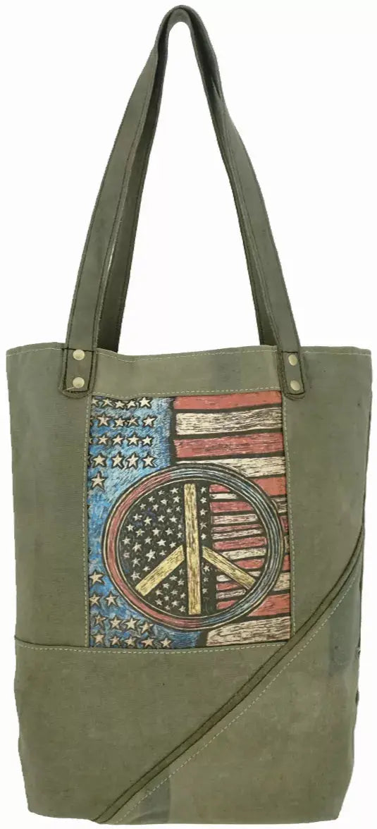 Peace Flag Recycled Military Tent Bag Vintage Addiction