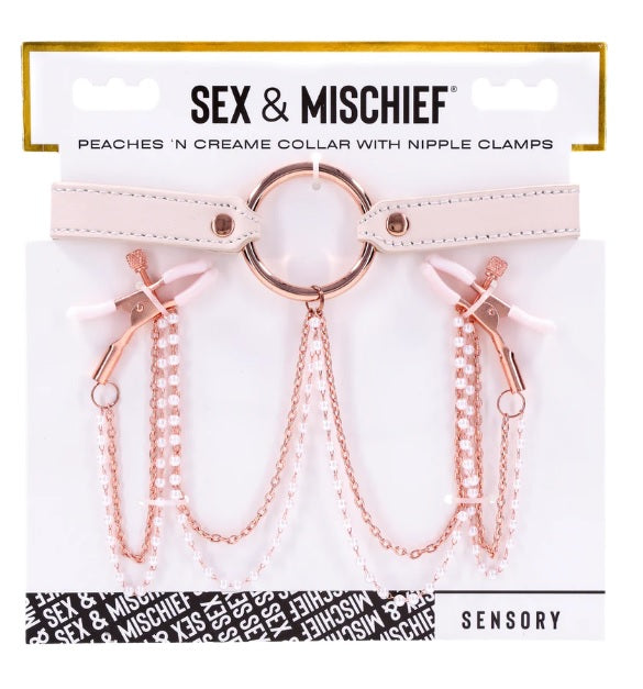 Peaches N Creame Collar W/ Nipple Clamps Sport Sheets