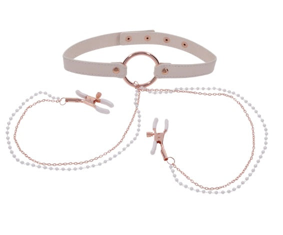Peaches N Creame Collar W/ Nipple Clamps Sport Sheets