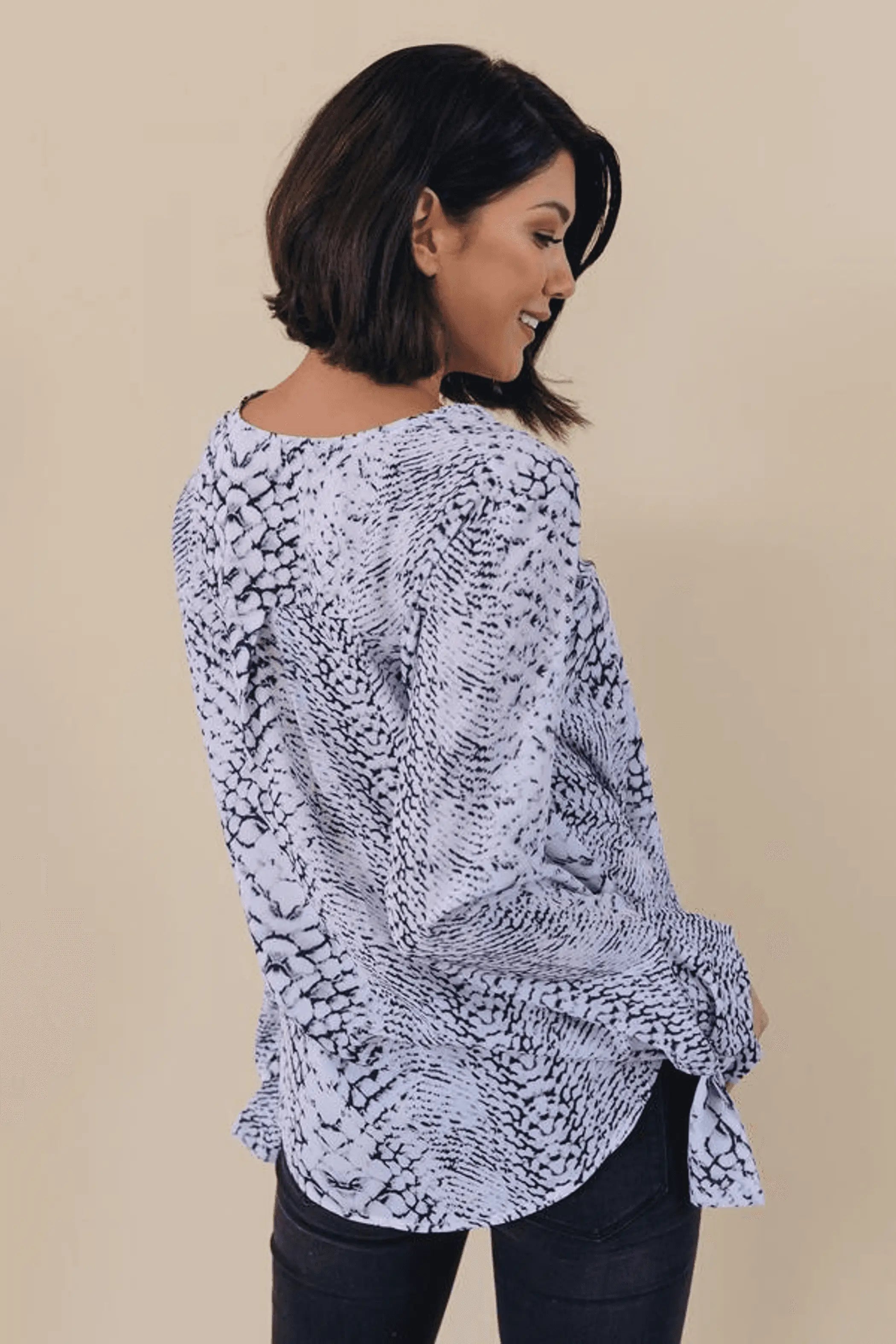 Pearl Animal Print Top Stay Warm in Style