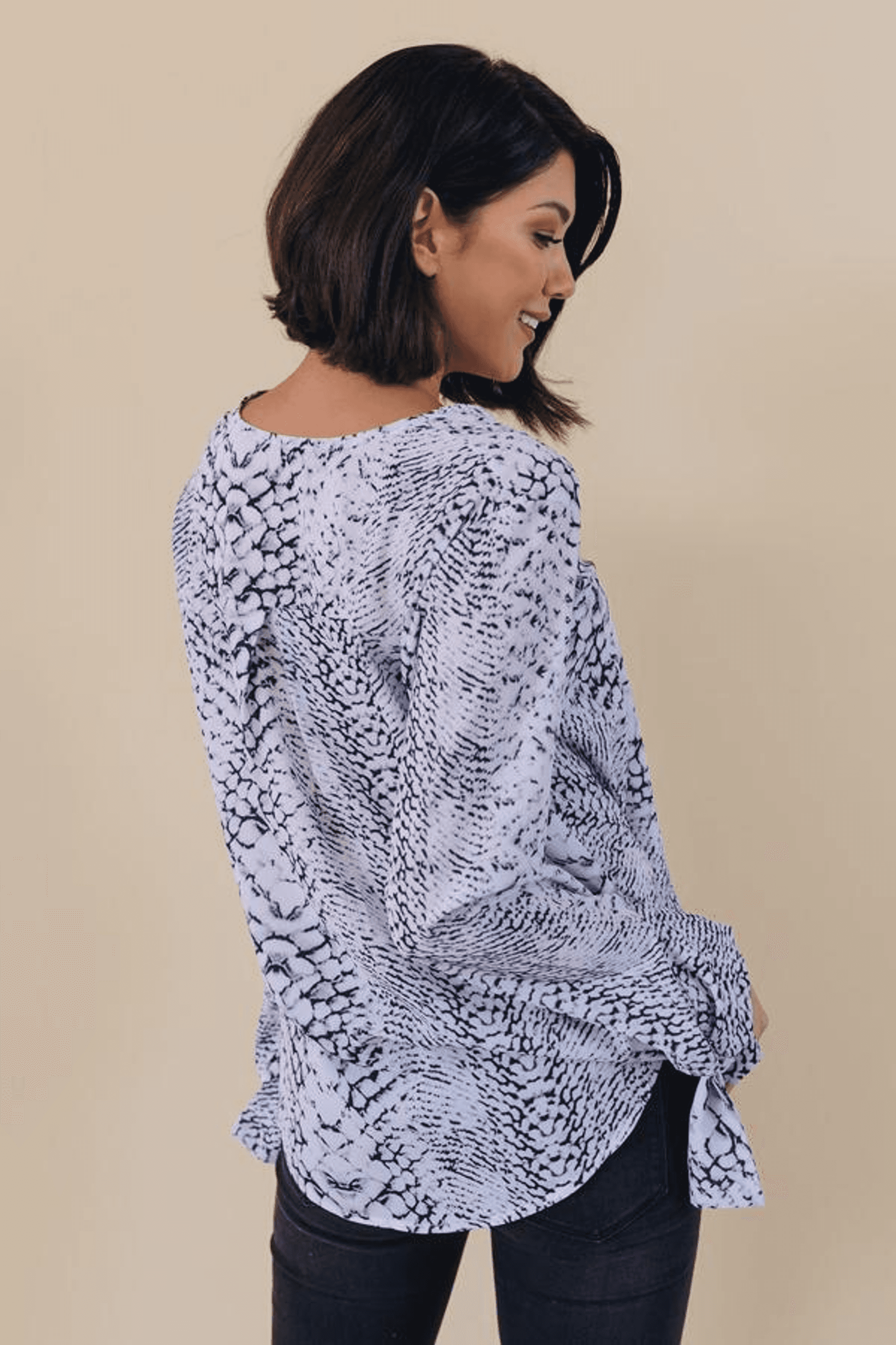 Pearl Animal Print Top Stay Warm in Style