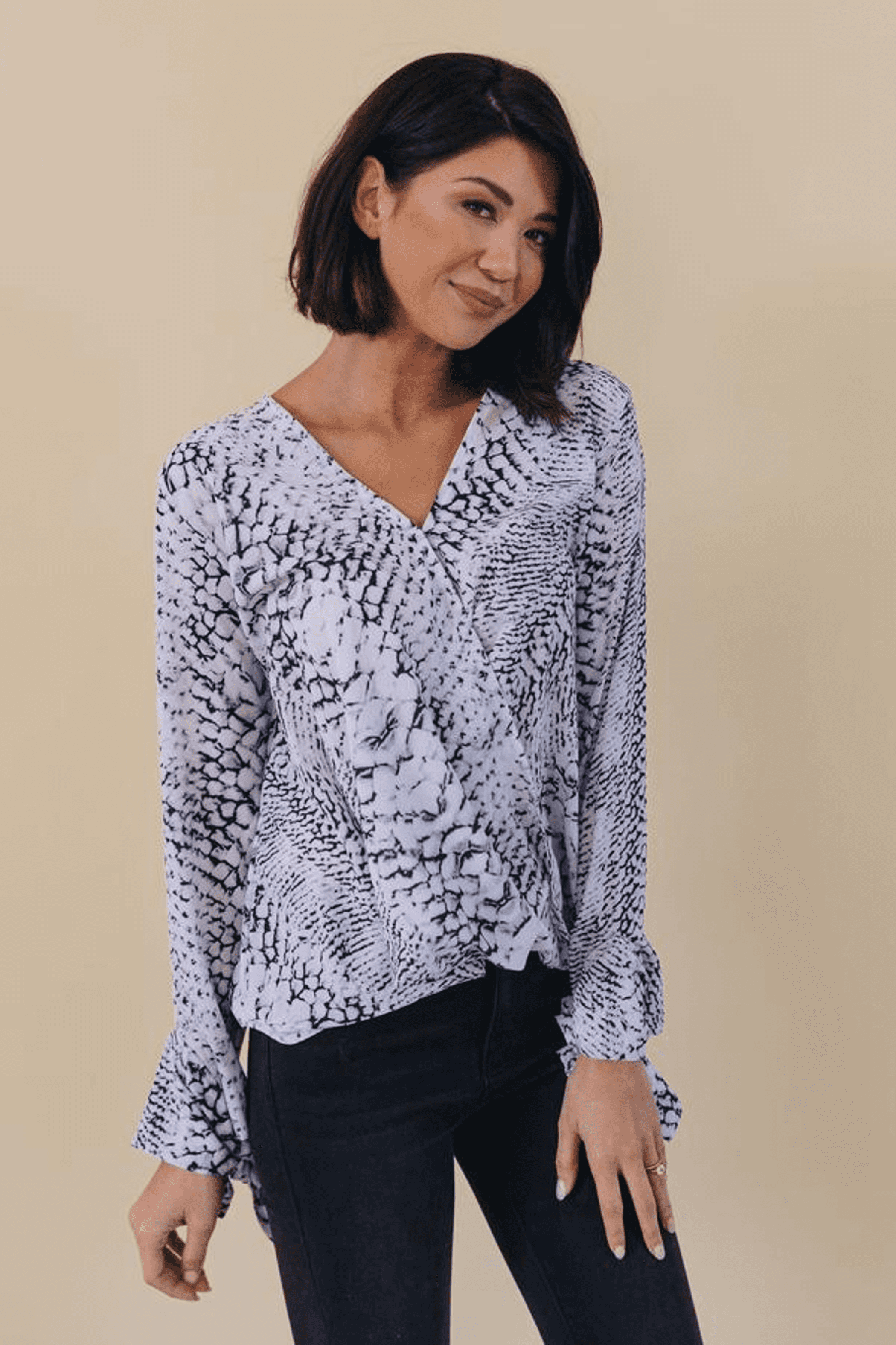 Pearl Animal Print Top Stay Warm in Style