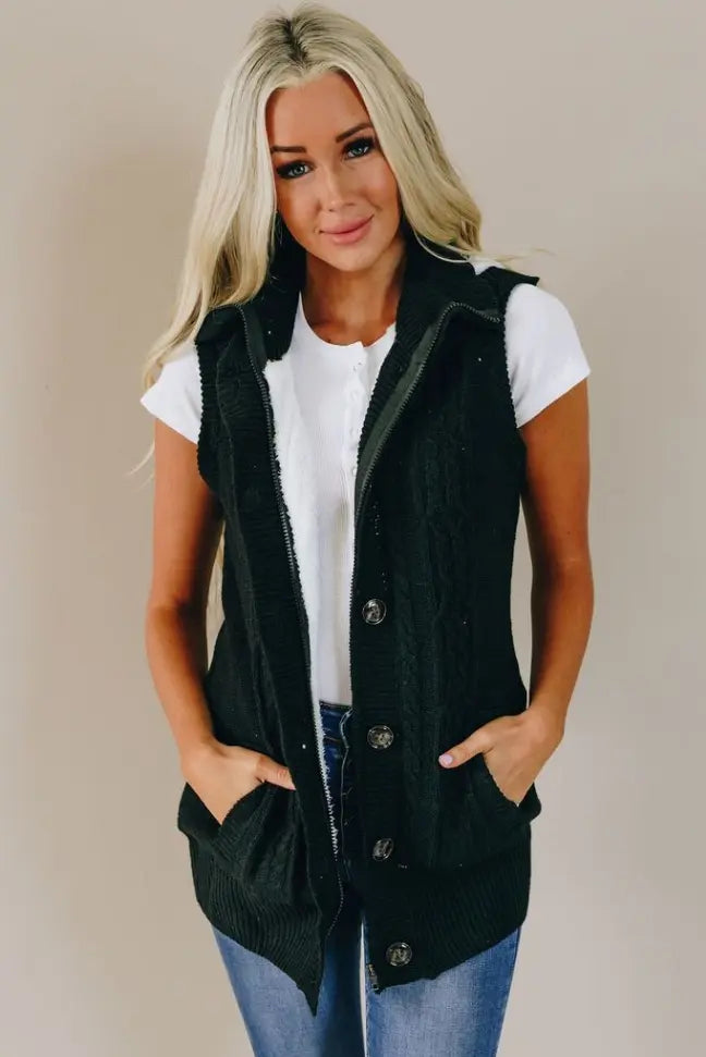 Peggy Knit Hooded Vest Stay Warm in Style