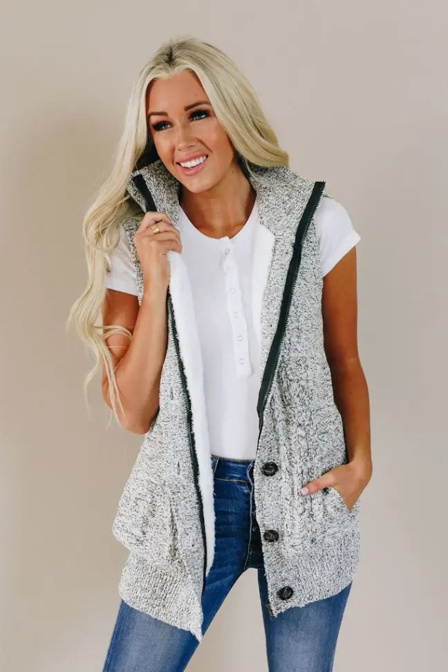 Peggy Knit Hooded Vest Stay Warm in Style
