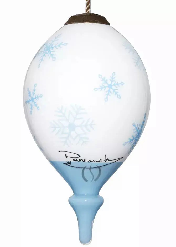 Penguins & Snowflakes Hand Painted Glass Ornament Inner Beauty Gifts