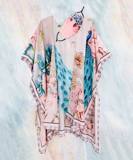 Peonies Kimono with Mask Set (2 Pieces) JC Sunny Fashion