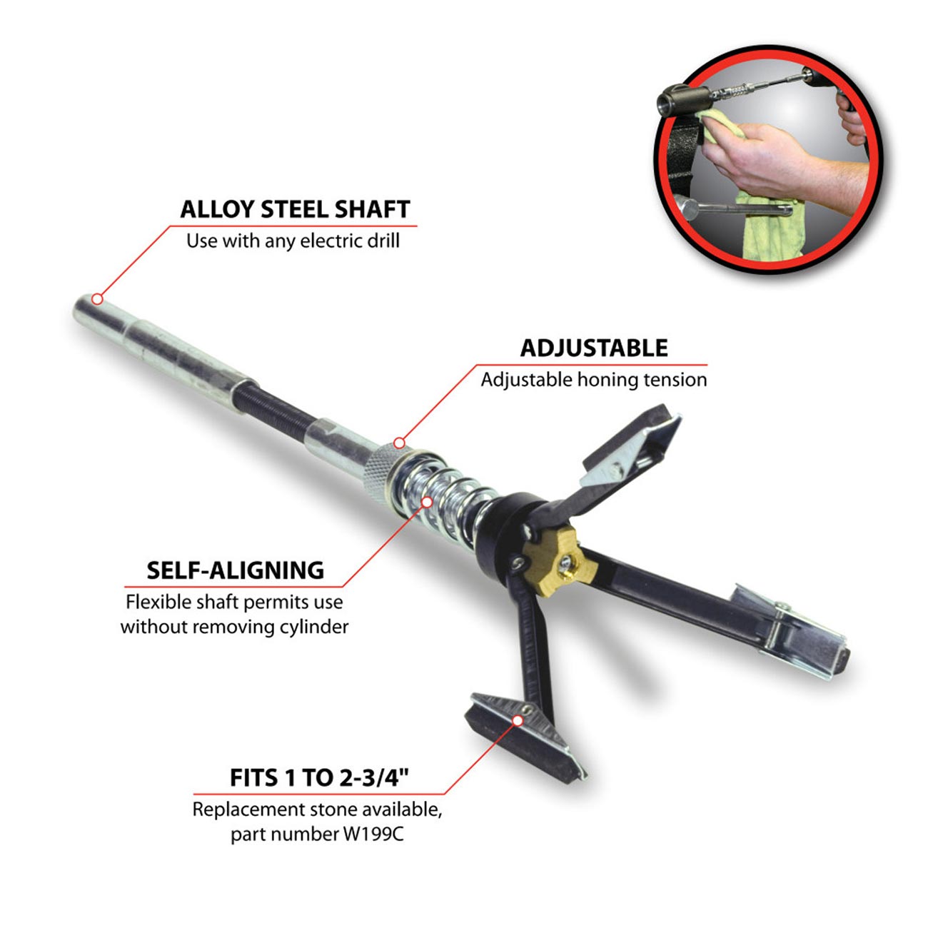 Performance Tool Pro Brake Cylinder Hone PERFORMANCETOOL