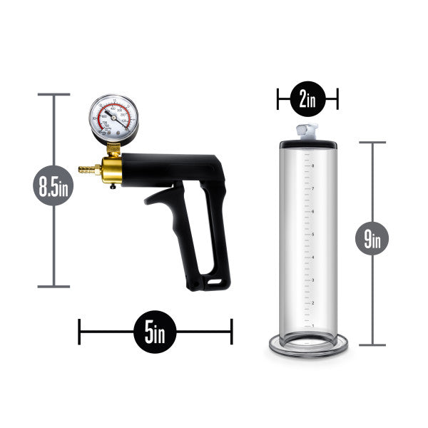 Performance Vx7 Vacuum Penis Pump W/ Brass Trigger & Pressure Gauge Clear Blush Novelties