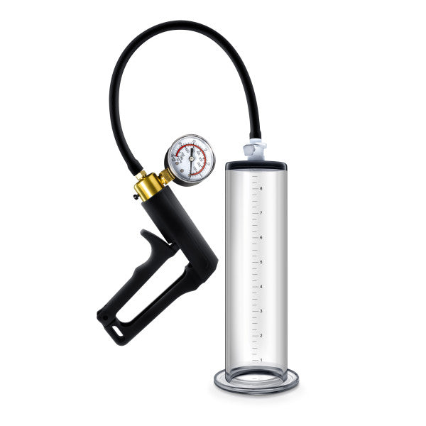 Performance Vx7 Vacuum Penis Pump W/ Brass Trigger & Pressure Gauge Clear Blush Novelties