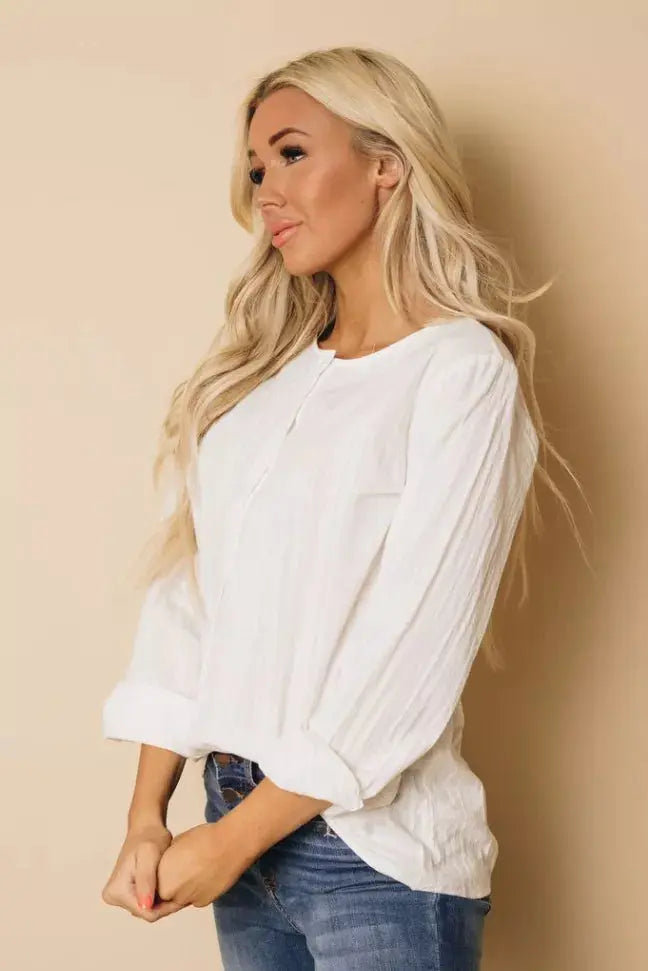 Perry Button Up Top Stay Warm in Style