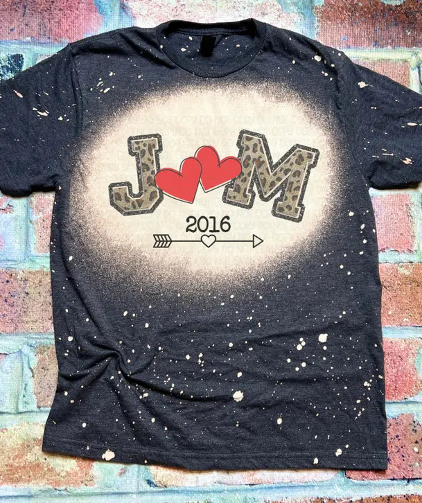 Personalized Leopard Initial Bleached Graphic Tee The Blended Owl