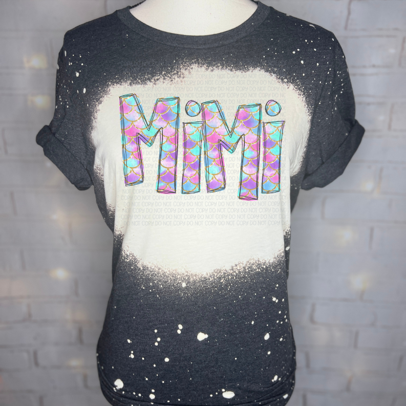 Personalized Mermaid Name Bleached Graphic Tee The Blended Owl