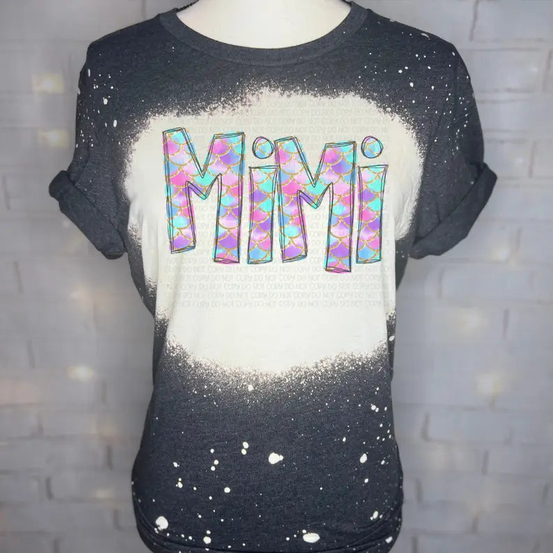 Personalized Mermaid Name Bleached Graphic Tee The Blended Owl