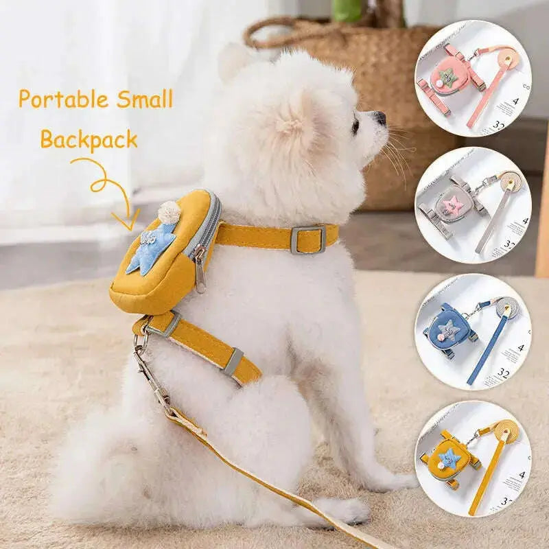 Pet-Cute-Dog-Cat-Harness-with-backpack-Medium-small-Dog-Lead-Walking-Running-training-Leashes-Dogs-Chest-Strap-star-pattern-Vest-GreatEagleInc-334817523
