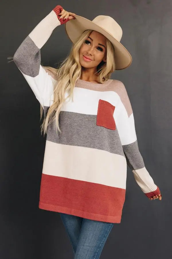 Pete Color-Block Sweater Stay Warm in Style