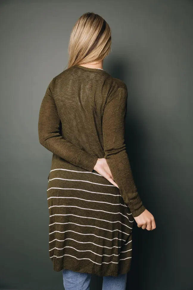 Phoebe Striped Long Cardi Stay Warm in Style