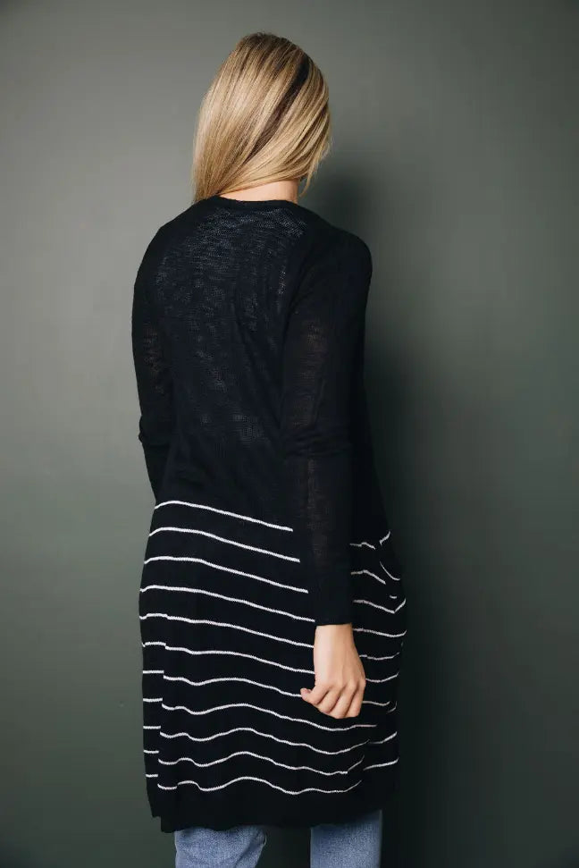 Phoebe Striped Long Cardi Stay Warm in Style