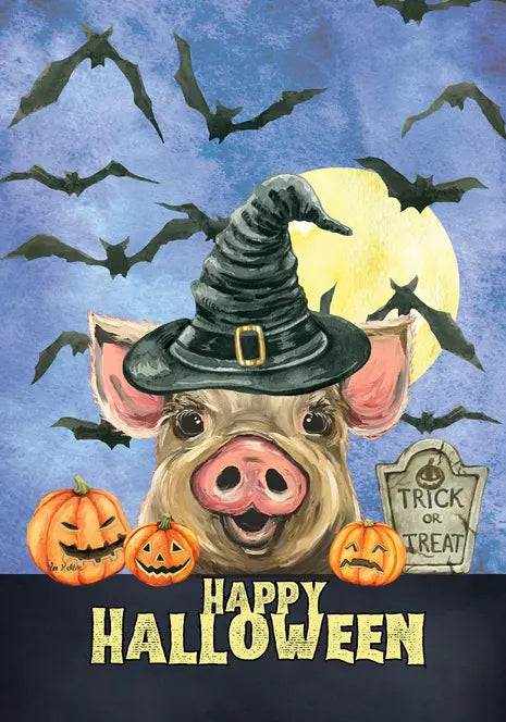 Pig - Hippie Hound Studio Best of Breed Halloween House and Garden Flag Best of Breed