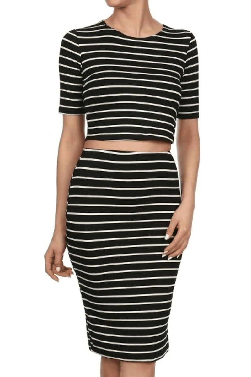 PinStripe It Set With Cropped Tee and Matching Skirt SurelyMine