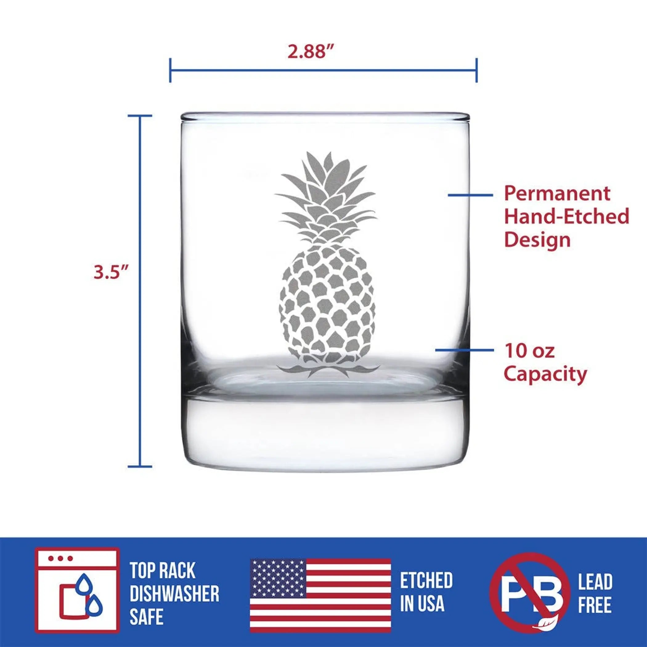 Pineapple Whiskey Rocks Glass - Tropical Gifts and Decor Bevvee