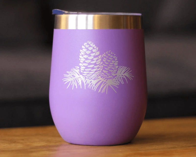 Pinecones Insulated Wine Tumbler - Pine Cone Gifts and Decor Bevvee