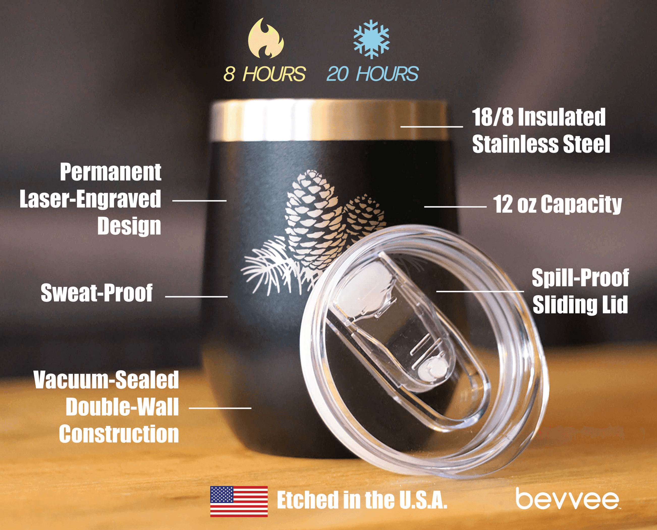 Pinecones Insulated Wine Tumbler - Pine Cone Gifts and Decor Bevvee