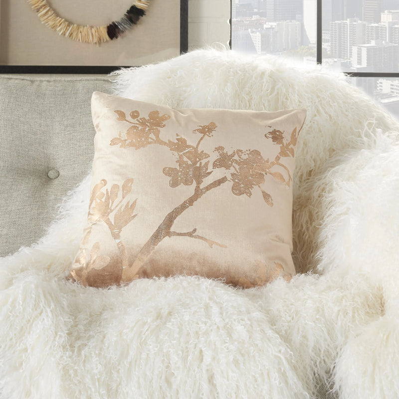 Pink Accent Throw Pillow With Rose Gold Floral Design Homeroots Home Decor