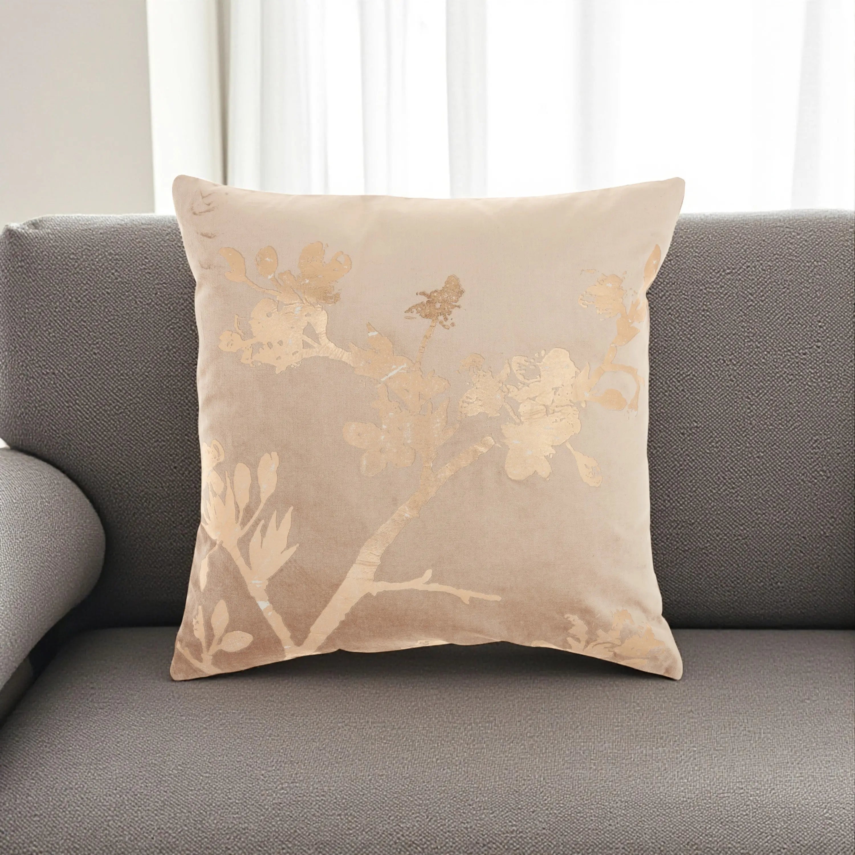 Pink Accent Throw Pillow With Rose Gold Floral Design Homeroots Home Decor