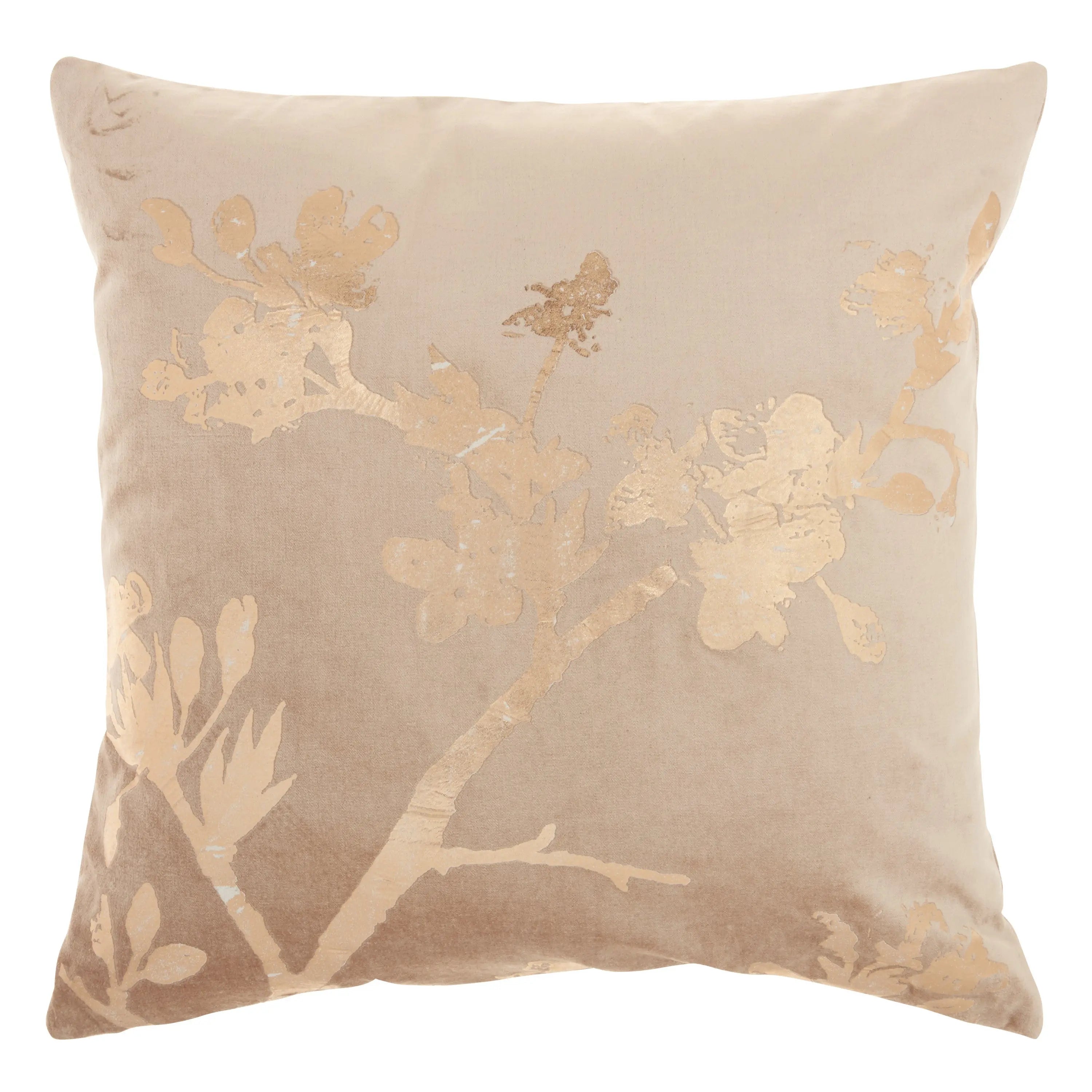 Pink Accent Throw Pillow With Rose Gold Floral Design Homeroots Home Decor