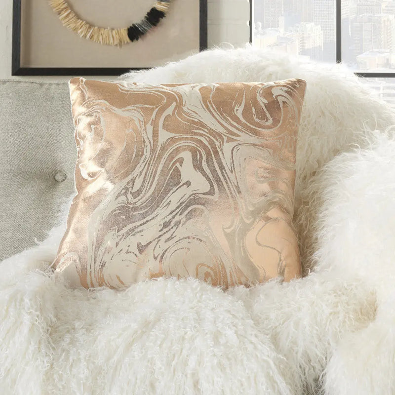 Pink Accent Throw Pillow With Rose Gold Swirl Design Homeroots Home Decor