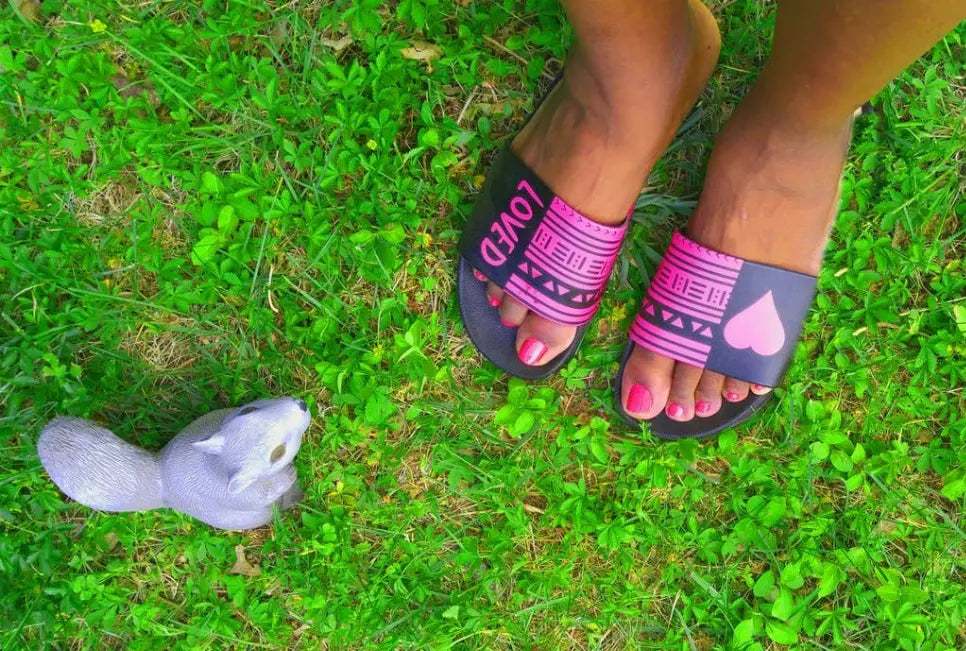 Pink/Black Loved Ethnic Slide Sandals Girlz n Dollz