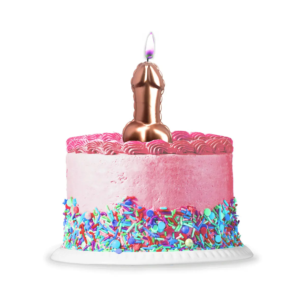 Pink Foil Penis Balloon Candle Little Genie